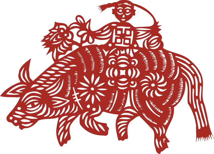 中国风中式传统喜庆民俗人物动物窗花剪纸插画边框AI矢量PNG素材【1254】